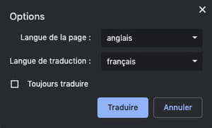 Ajustar las opciones de traducción de Chrome