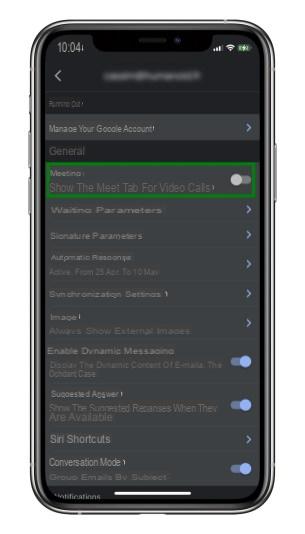 Cómo desactivar Google Meet en la aplicación Gmail