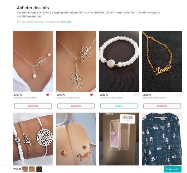 Comprar artículos por lotes en Vinted