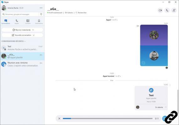 How to record a voicemail message in a Skype conversation?