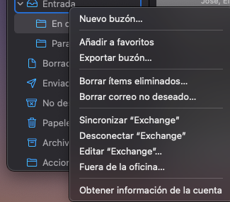 Mensaje de fuera de la oficina en cuentas de Exchange con macOS Mail